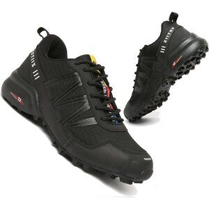 🆕 Men Black Trail Running Shoes Waterproof Non-Slip All-Terrain Walking Hiking